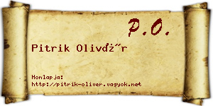 Pitrik Olivér névjegykártya